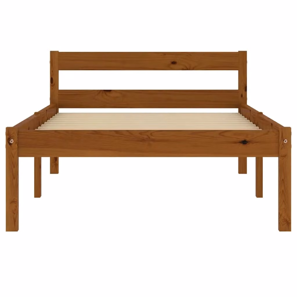 Berkfield Home Modern Bed Frame in Honey Brown Solid Pine Wood, W/D/H: 90 x 200 cm – 2