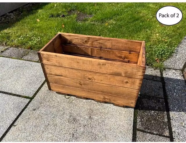 Charles Taylor Multi Pack of 2 Regular Open Berwick Trough Planters in Light Brown, W: 52.5 cm, D: 25 cm, H: 30.5 cm – 1