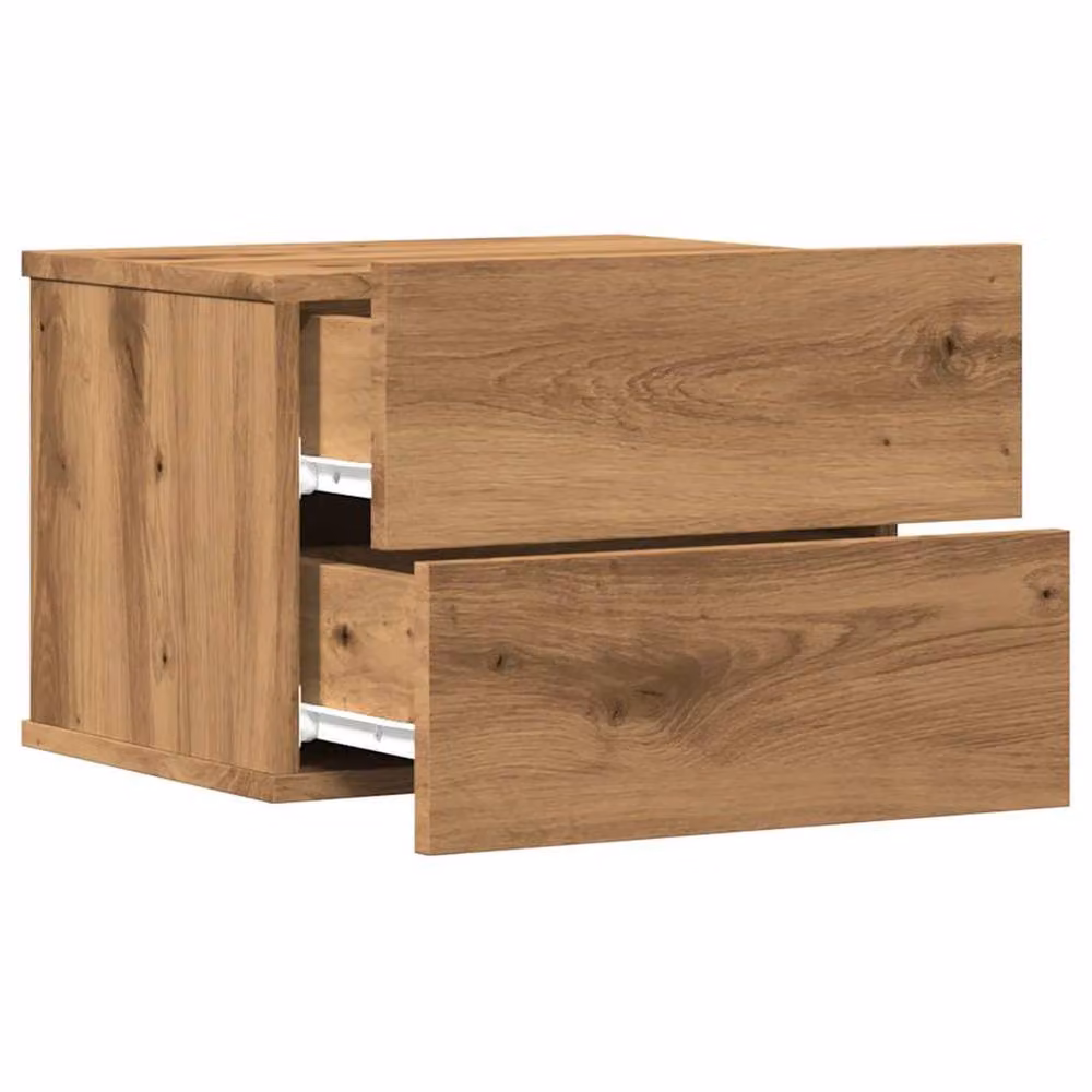 Berkfield Home Artisan Oak Wall-mounted Bedside Cabinet, Brown, W: 40 cm, D: 32 cm, H: 30 cm – 4