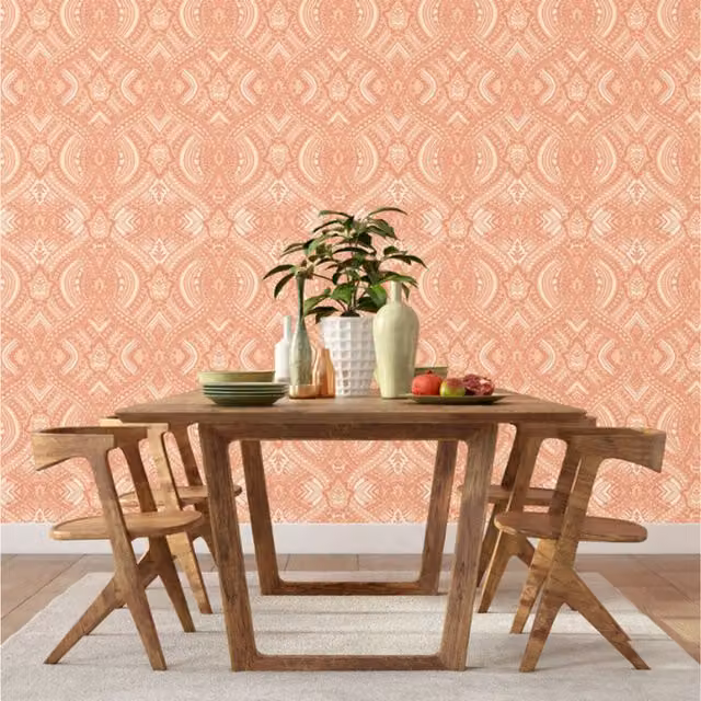 Hoopla Walls Orange Geometric Abstract Classic Wallpaper Roll
