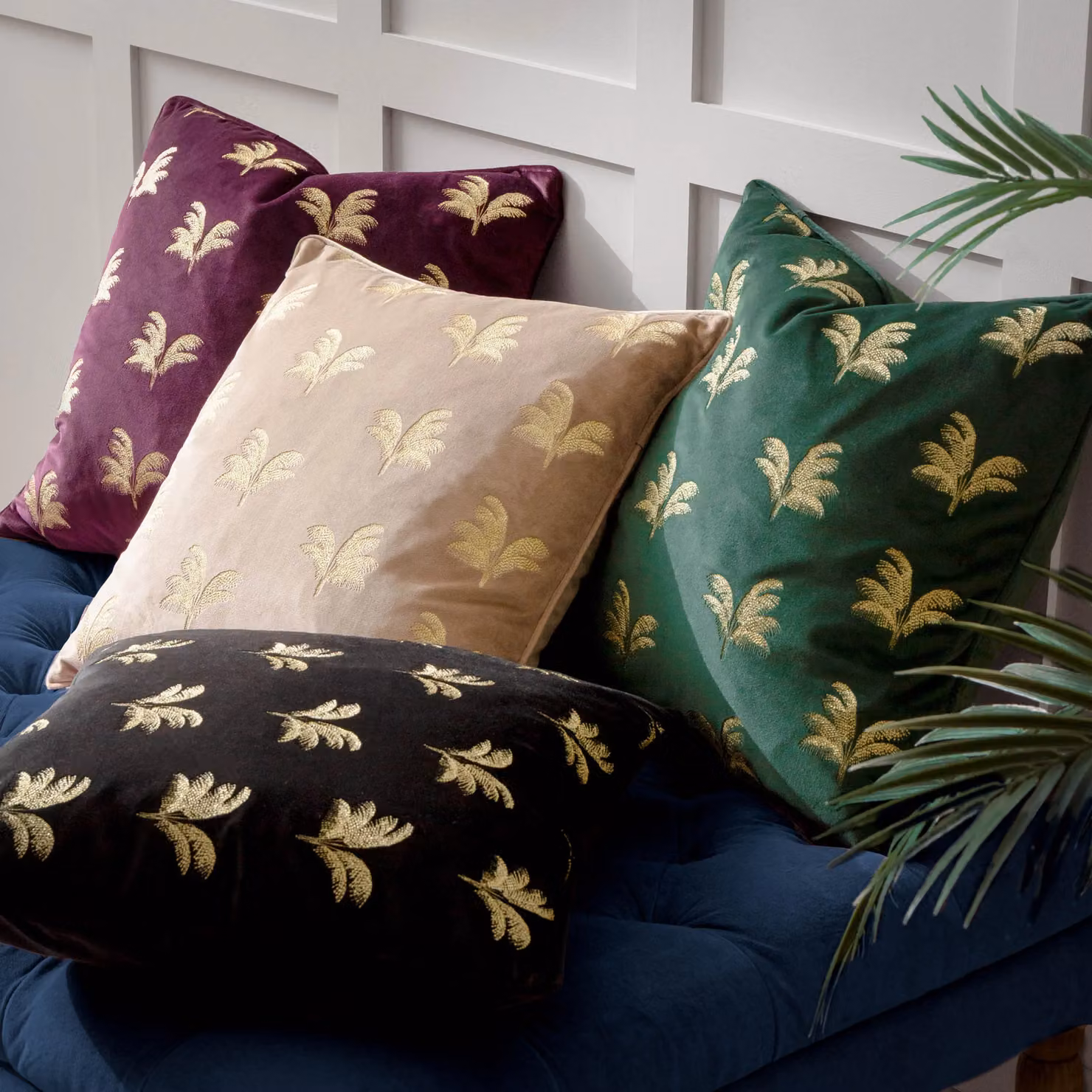 Paoletti Black Velvet Floral Embroidered Square Cushion, W/D/H: 45 x 45 x 45 cm – 5
