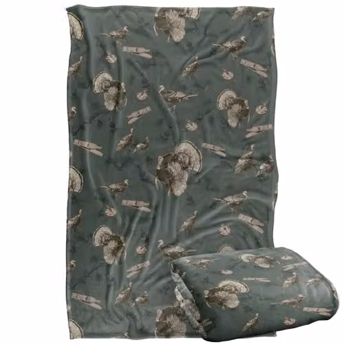 JQ Licensing Turkey Hunting Pattern Super Soft Fleece Throw Blanket, Multicolour, W: 91 cm, D: 147 cm – 1