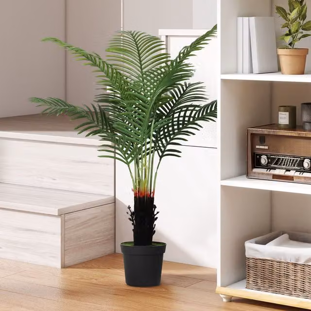 HOMCOM Artificial Areca Palm Tree with Green PE Leaves