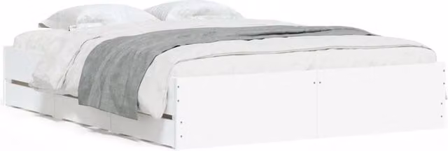 Berkfield Home Modern Bed Frame with Drawers, White, W/D/H: 140 x 190 cm