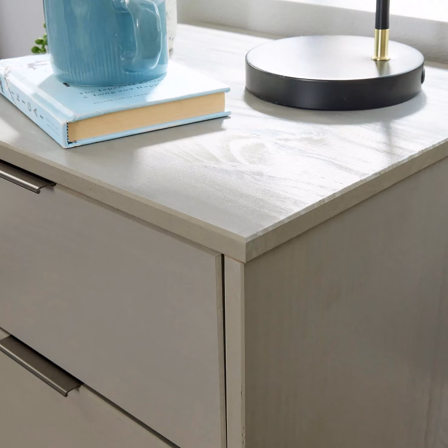 Home Source Industrial 2 Drawer Bedside Cabinet and End Table in Grey – 2