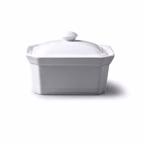 WM Bartleet & Sons 1750 Porcelain Butter and Terrine Dish with Lid, White, 14cm