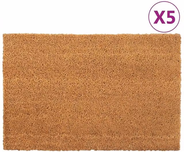 Berkfield Home Set of 5 Brown Tufted Coir Door Mats, W/D: 40 x 60 cm