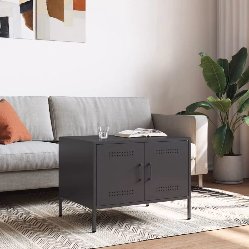 Berkfield Home Industrial Black Metal Coffee Table W: 68 cm, D: 50 cm, H: 50.5 cm – 2