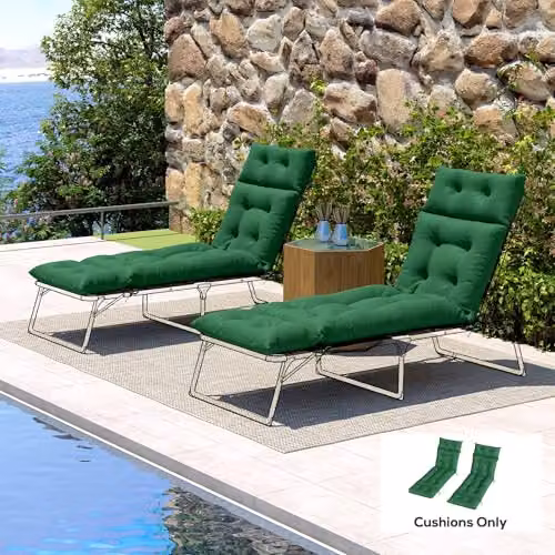 Outsunny Set of 2 Green Sun Lounger Cushions, W/D/H: 190 x 56 x 10 cm – 7