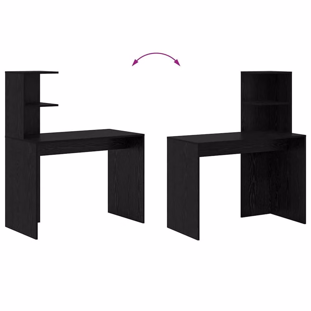 Berkfield Home Black Oak Writing Desk with Compact Shelving, Black Oak MDF and Laminate Finish – 6