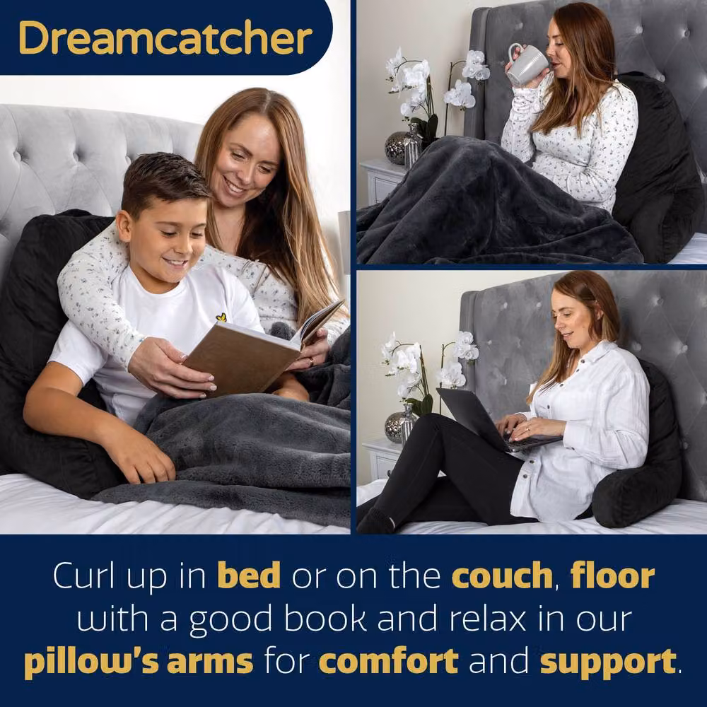 Dreamcatcher Black Velvet Memory Foam Wedge Reading Pillow with Removable Cover – 3