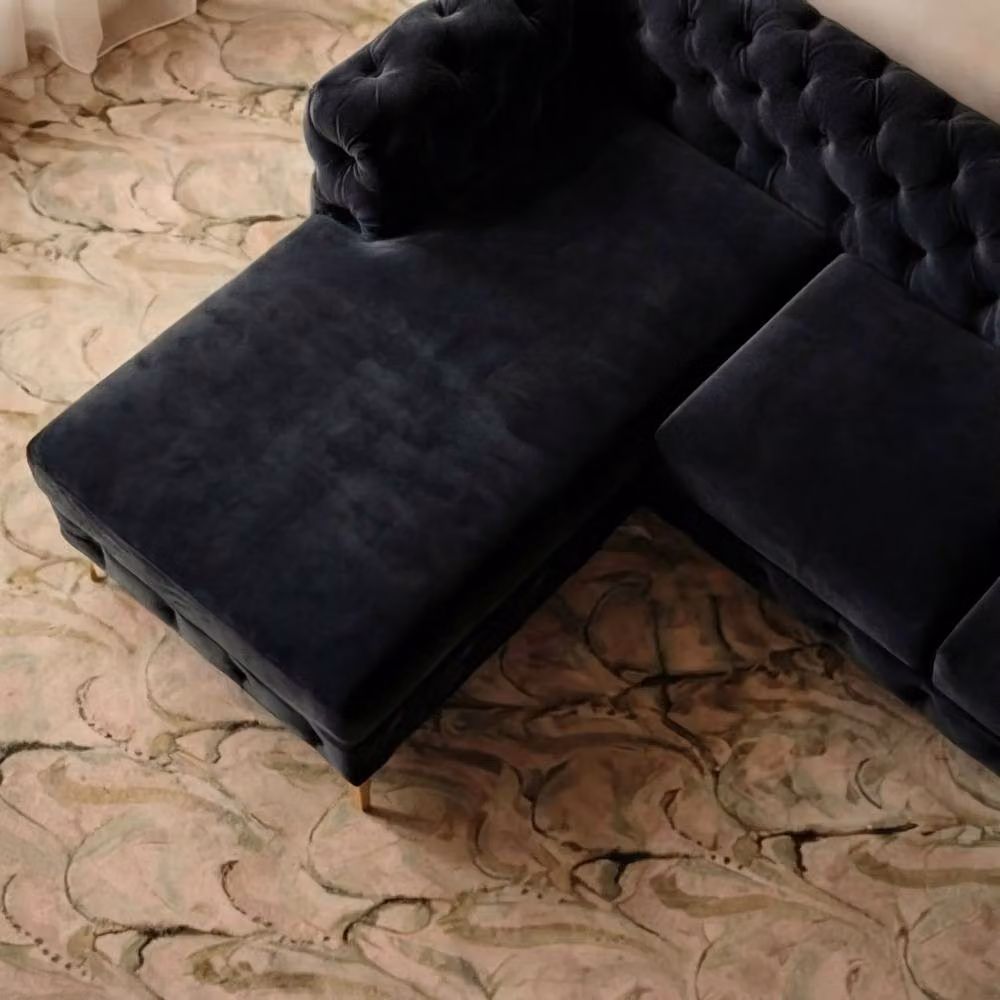 Sofaya Monaco Chesterfield 3 Seater L-Shaped Sofa in Black Velvet with Left Hand Chaise – 2