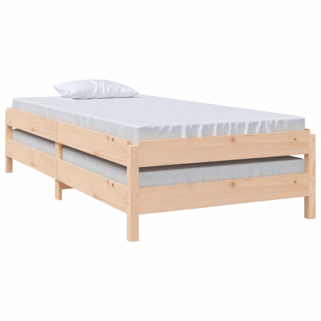 Berkfield Home Stack Bed in Brown Solid Pine, W/D/H: 90 x 190 cm