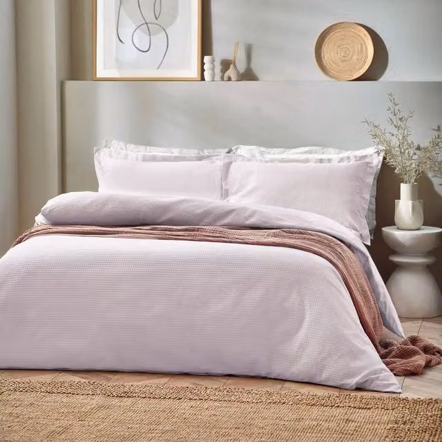 Riva Home Paoletti Waffle Texture 100% Cotton Duvet Cover Set in Pink, W/D/H: 260 x 220 x 260 cm – 2