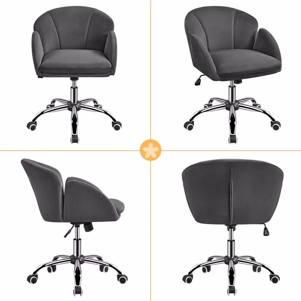 Kelvenix Modern Swivel Task Chair in Dark Grey with Armrests and Castors – 4