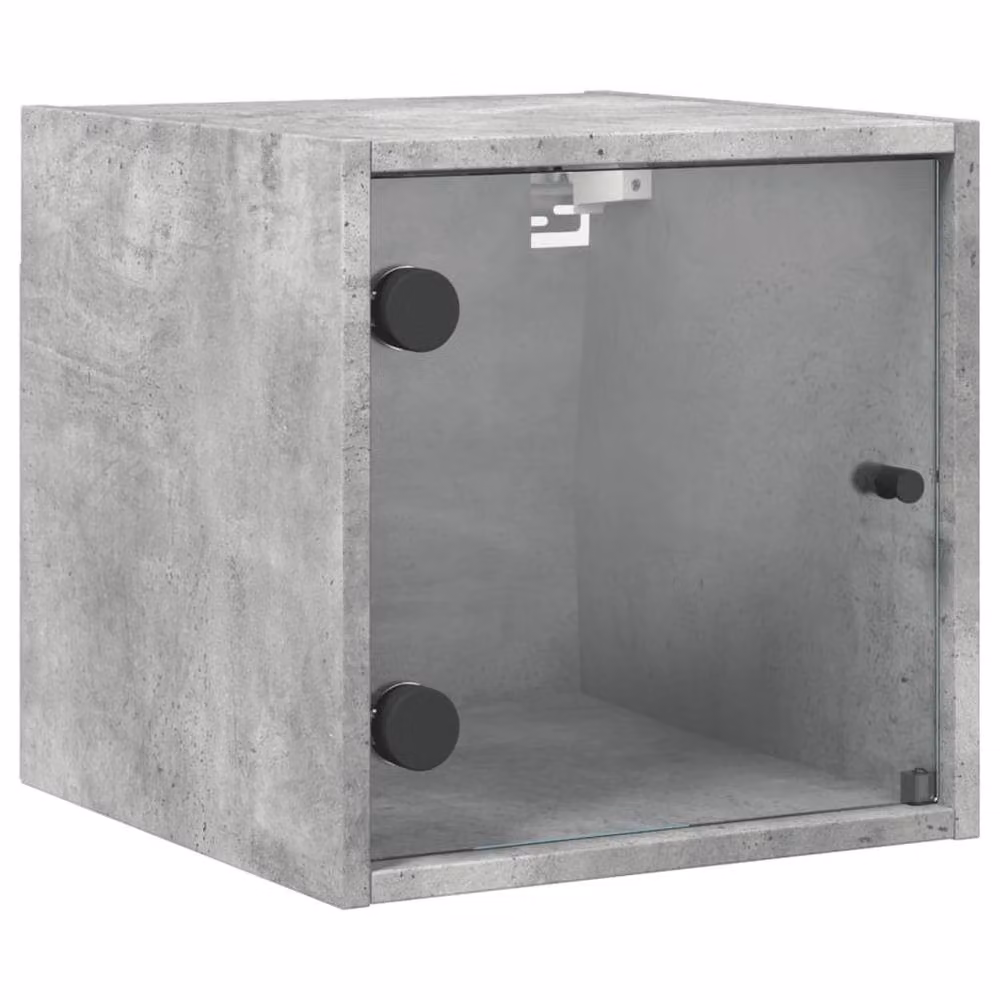 Berkfield Home Elegant Bedside Cabinet with Glass Door in Concrete Grey, W/D/H: 35 x 37 x 35 cm – 2