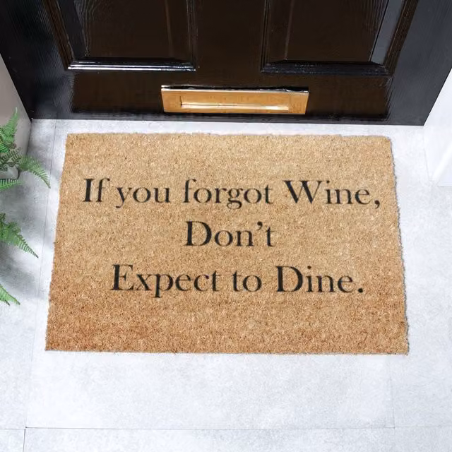Artsy Mats If You Forgot Wine, Don't Expect To Dine Doormat, Brown, Non-Slip Coir and Natural Rubber