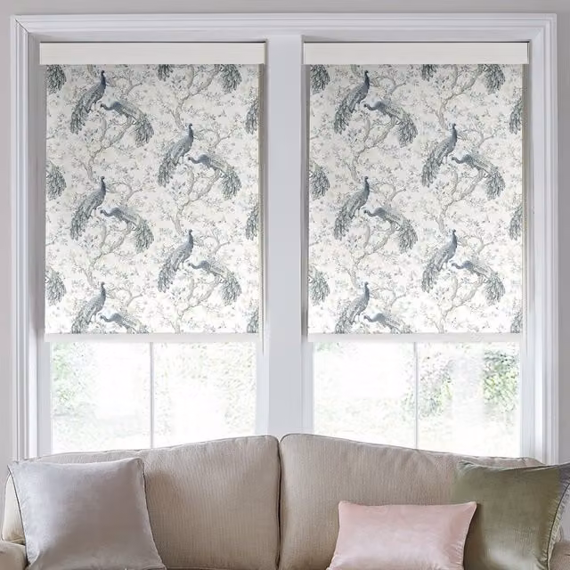 Laura Ashley Belvedere Midnight Blue and White Floral Translucent Made To Measure Roller Blind
