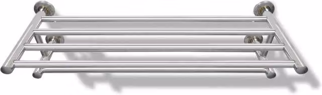 Berkfield Home Stainless Steel Towel Rack in Silver, H 61.0 x W 23.0 x D 16.0 cm – 1
