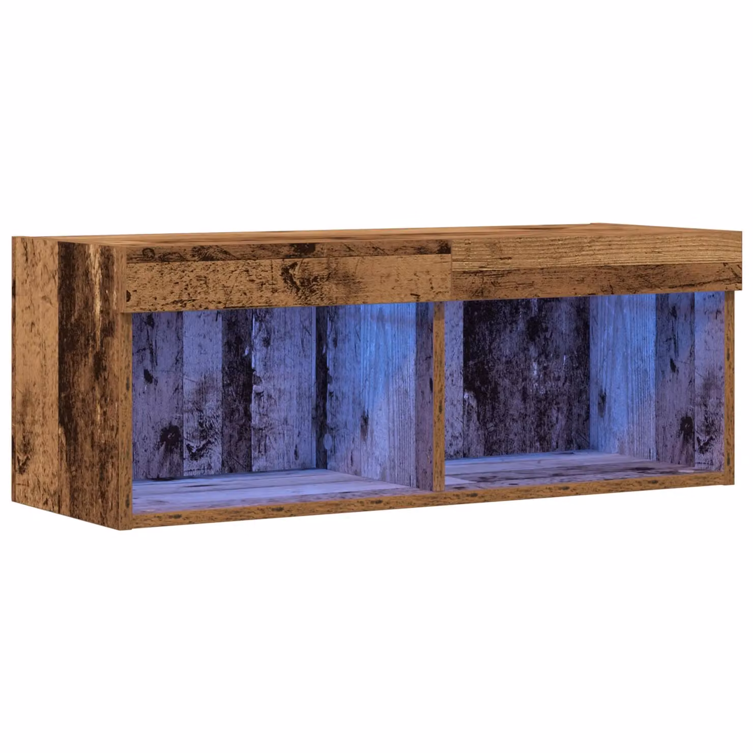 Berkfield Home Wall Mounted TV Cabinet with Integrated LED Lights in Brown Old Wood, W/D/H: 80 x 30 x 30 cm – 2