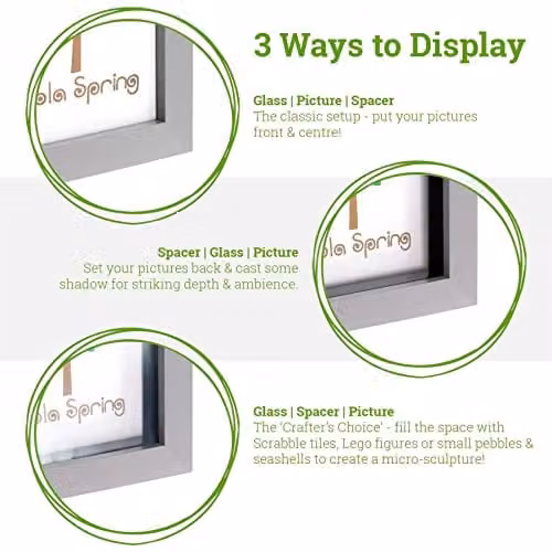 Nicola Spring 3D Shadow Box Photo Frames, White, Pack of 5, W/D/H: 10 x 10 x 2.5 cm – 1