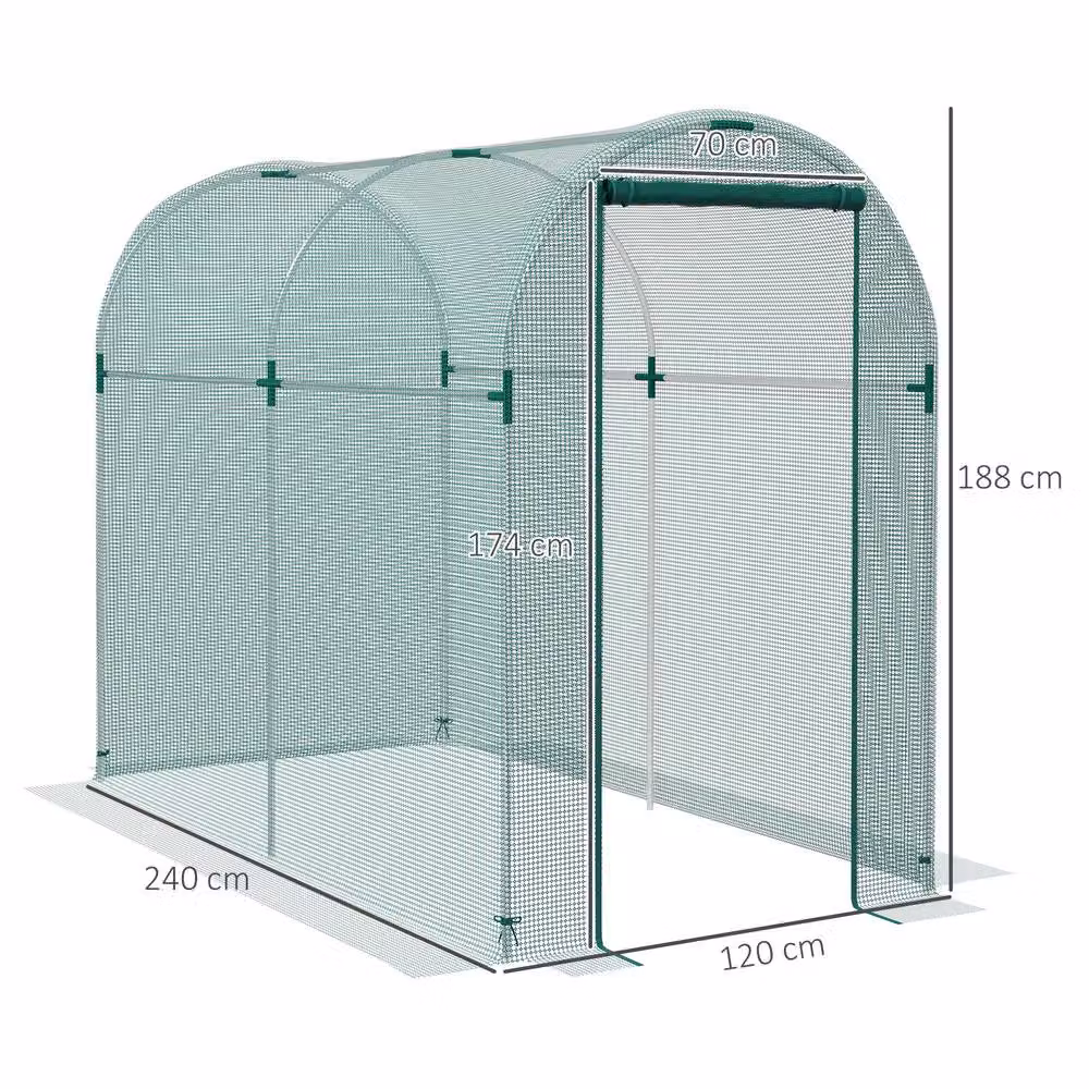 STILVORA Green Plant Cage with Zipped Door and Galvanised Steel Climbing Frame, W/D/H: 120 x 188 x 240 cm – 2