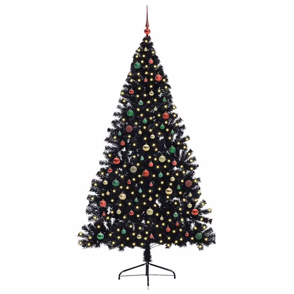 Berkfield Home Artificial Pre-lit Christmas Tree, Black, Height: 210 cm – 2
