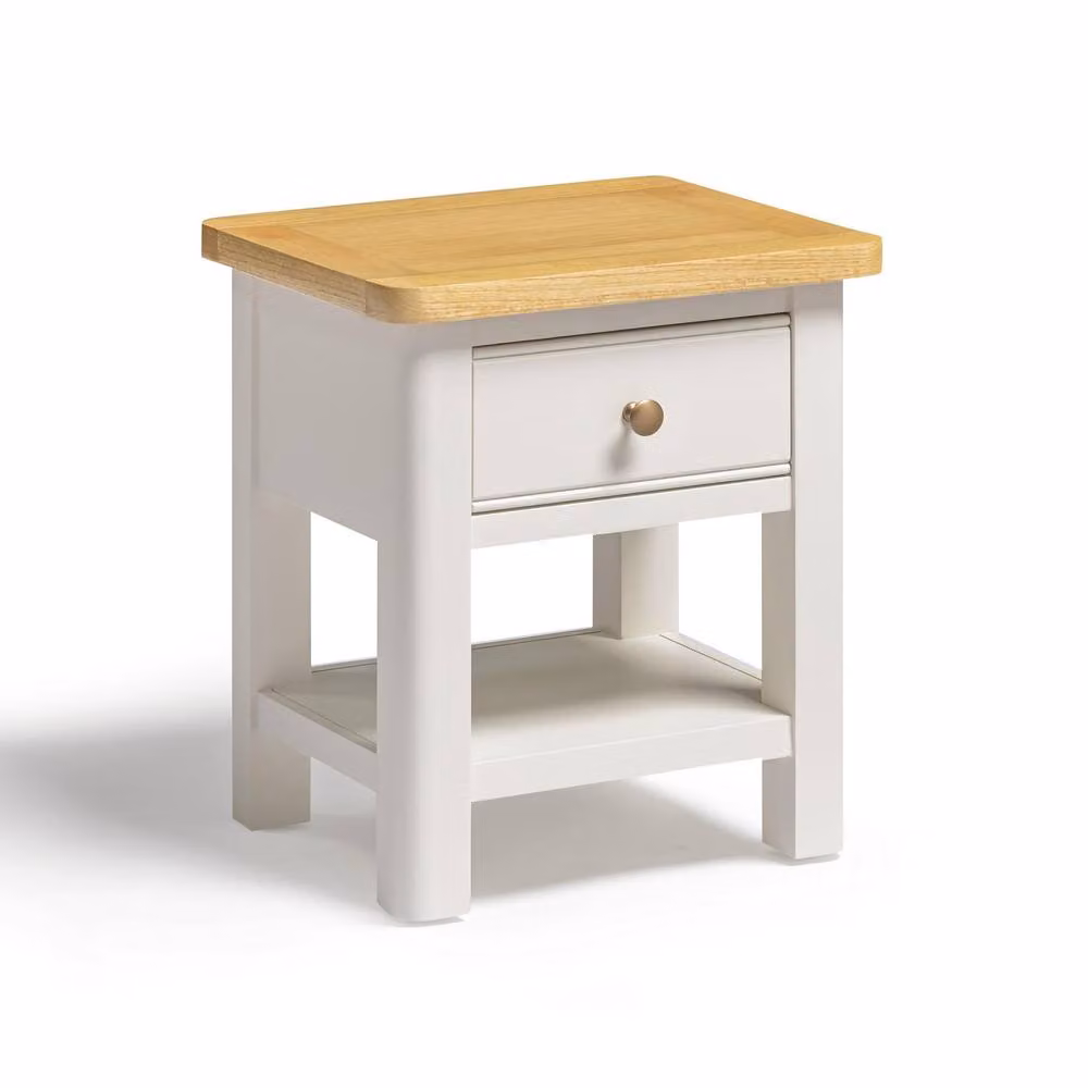FurnitureboxUK Belle 1 Drawer Solid Oak Wood and Cream Bedside Table – 2