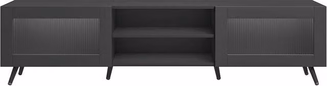 KEEPREAPER Stylish Black TV Stand with Transparent Acrylic Doors for 32-70 Inch TVs