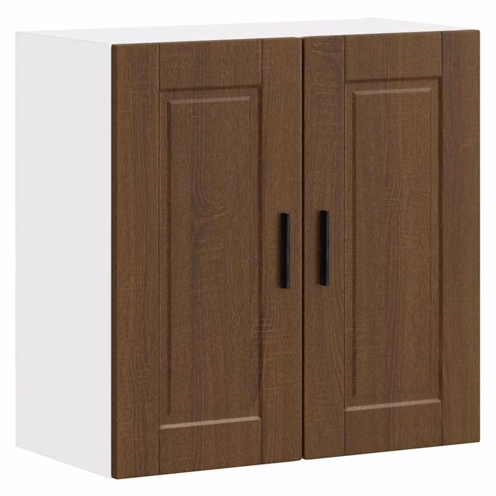 Berkfield Home Porto Brown Oak Wall Mounted Kitchen Cabinet with Hinged Doors and Internal Shelves – 1