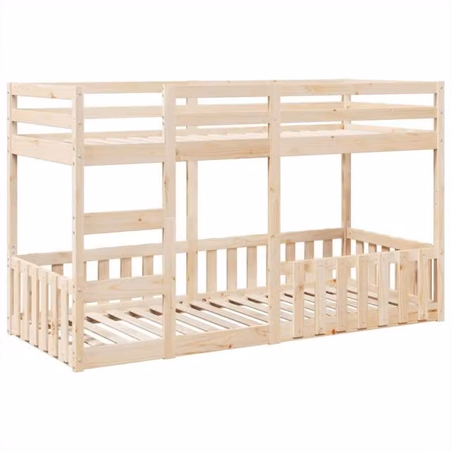 Berkfield Home Two-Level Childrens Bunk Bed in Light Brown Solid Pine, W/D/H: 80 x 200 cm