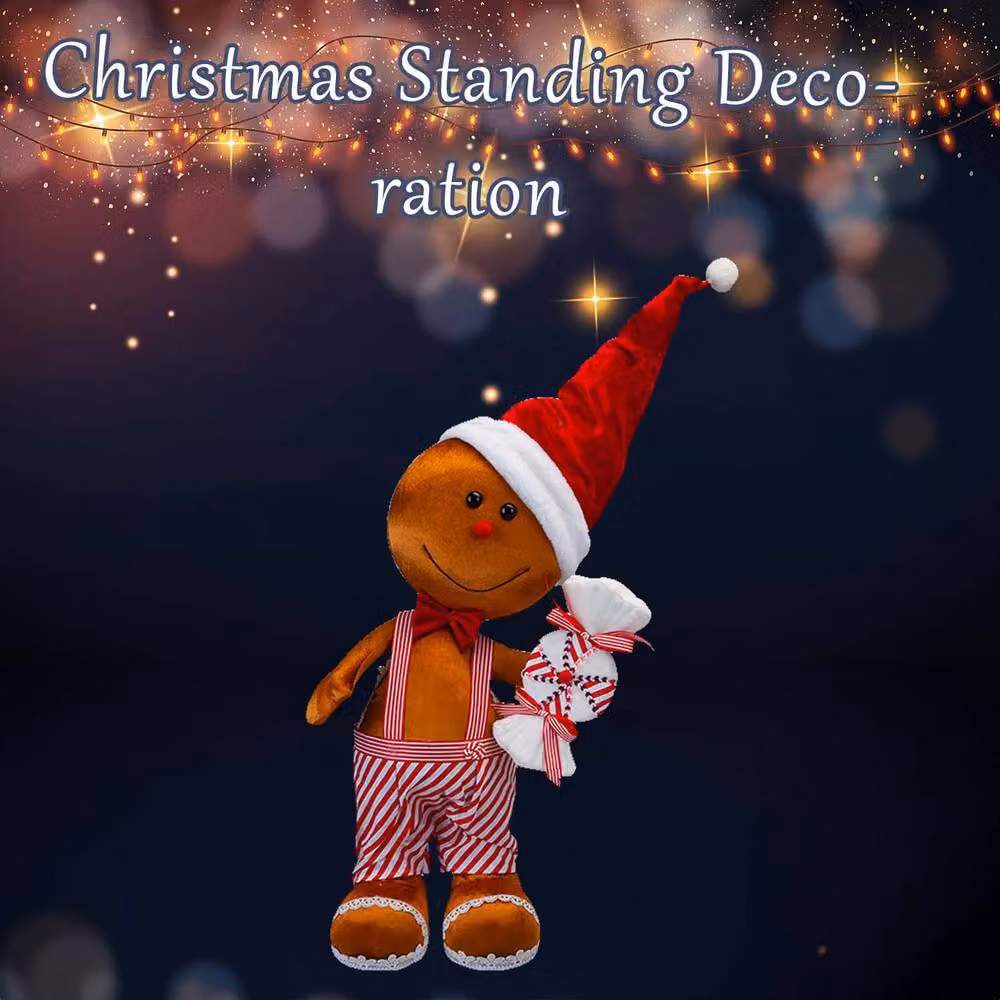 VFM e-Store Christmas Gingerbread Man Decoration, Multicolour Striped Textile Ornament, H 60 cm x W 39 cm – 3