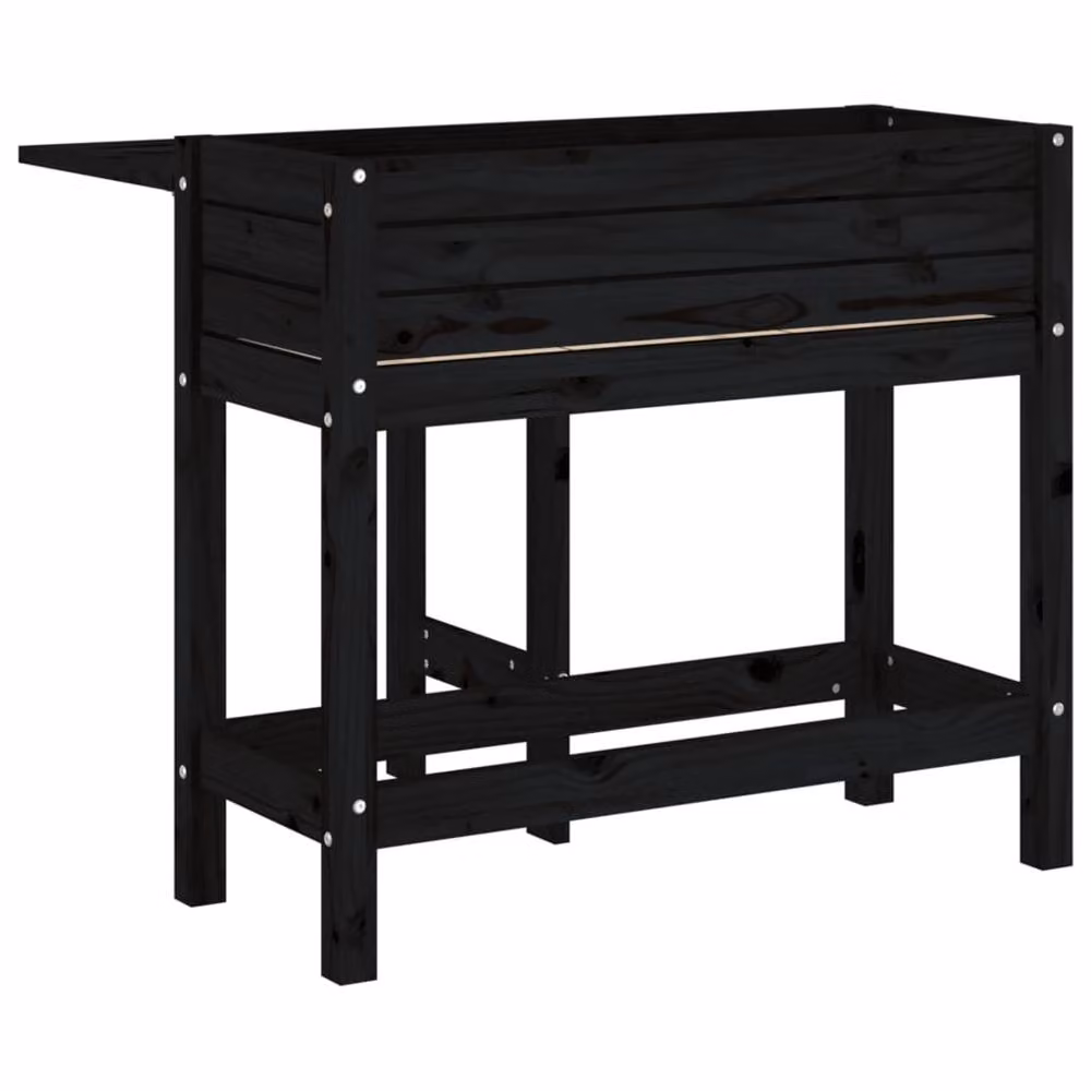 Berkfield Home Beautiful Garden Planter with Folding Tabletop in Black Solid Pine Wood, W/D/H: 75.0 x 73.0 x 73.0 cm – 6