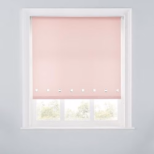 A.Unique Home Trimmable Square Eyelet Roller Blind in Pink, W: 60 cm, L: 170 cm
