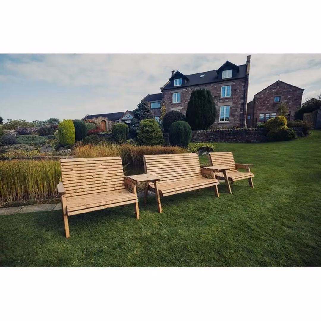 Churnet Valley Garden Furniture Ltd Valley 7 Seat Garden Furniture Set in Brown Treated Hardwood – 2