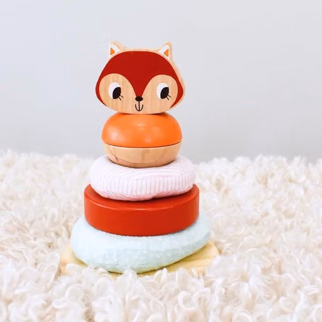 Tooky Toy Wooden Stacking Fox Tower in Multicolour