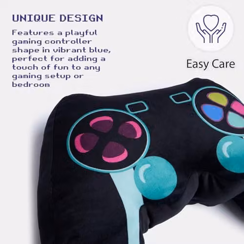 OHS Black Plush Gaming Controller Shaped Cushion, W: 30 cm x H: 23 cm – 4