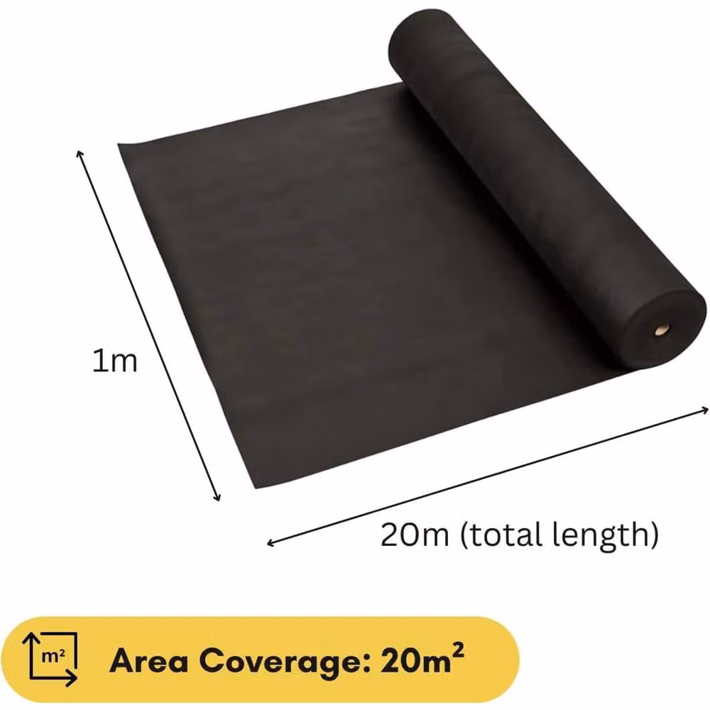 Marco Paul Heavy Duty Black Weed Control Fabric for Ornamental and Vegetable Gardens, W: 1 m, L: 20 m – 3