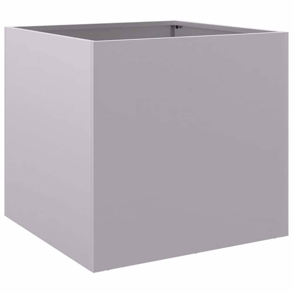 Berkfield Home Silver Galvanised Steel Planter Tub W: 42 cm, D: 40 cm, H: 39 cm – 2