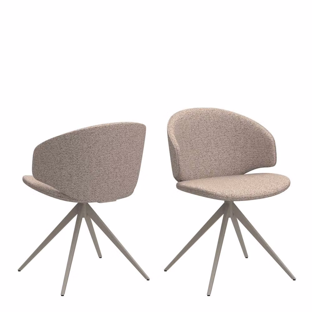 Wyld Haus Valley Beige Bouclé Swivel Dining Chair with Armrests – 2