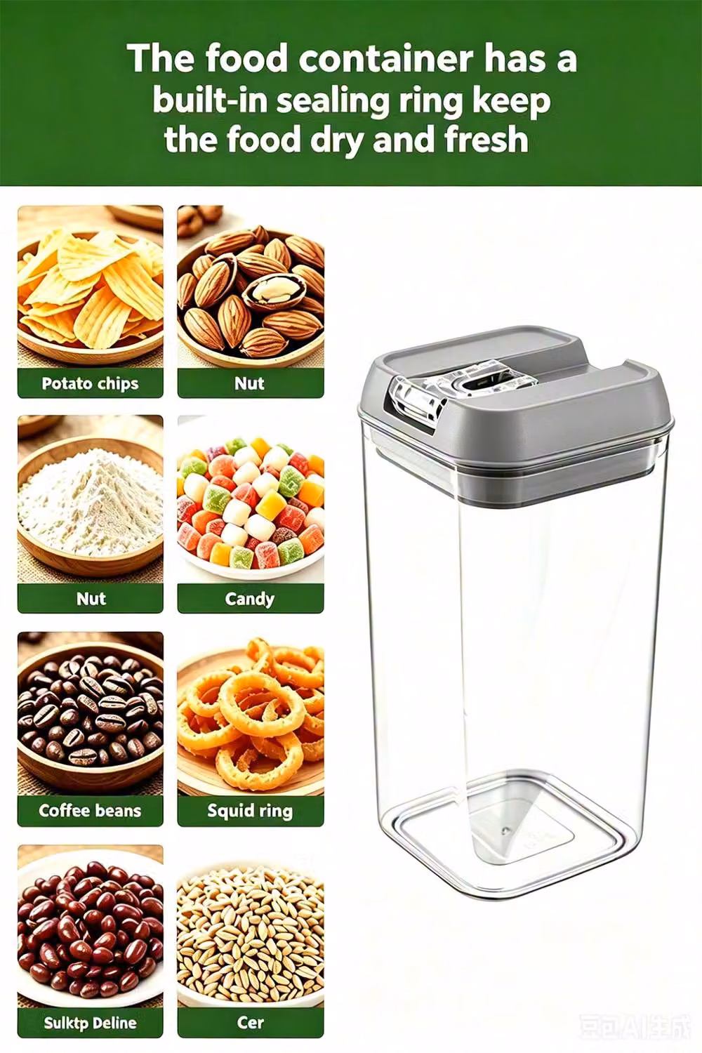 ExtraStar 7-Piece Airtight Plastic Food Storage Container Set with Leakproof Clip Lids in Light Grey – 3
