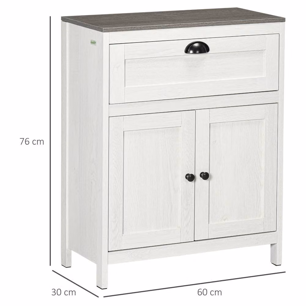 STILVORA White Matt Freestanding Bathroom Cabinet with Drawer, Cupboard and Internal Shelves – 2