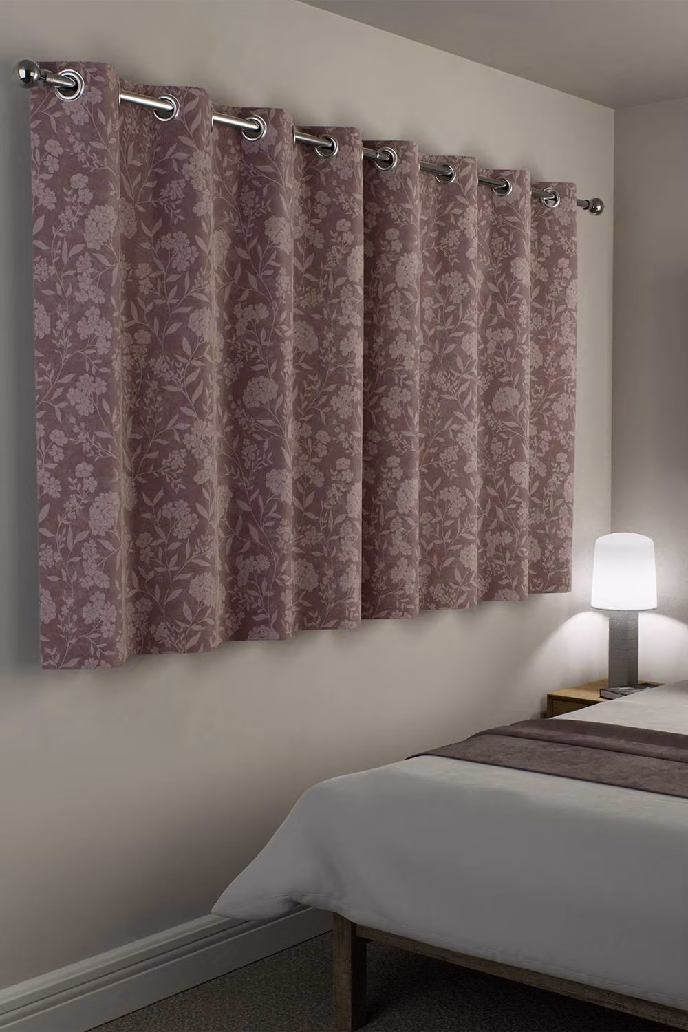 Enhanced Living Pink Floral Print 100% Blackout Thermal Eyelet Suede Curtains, Pair, Width: 117 cm, Drop: 183 cm – 2