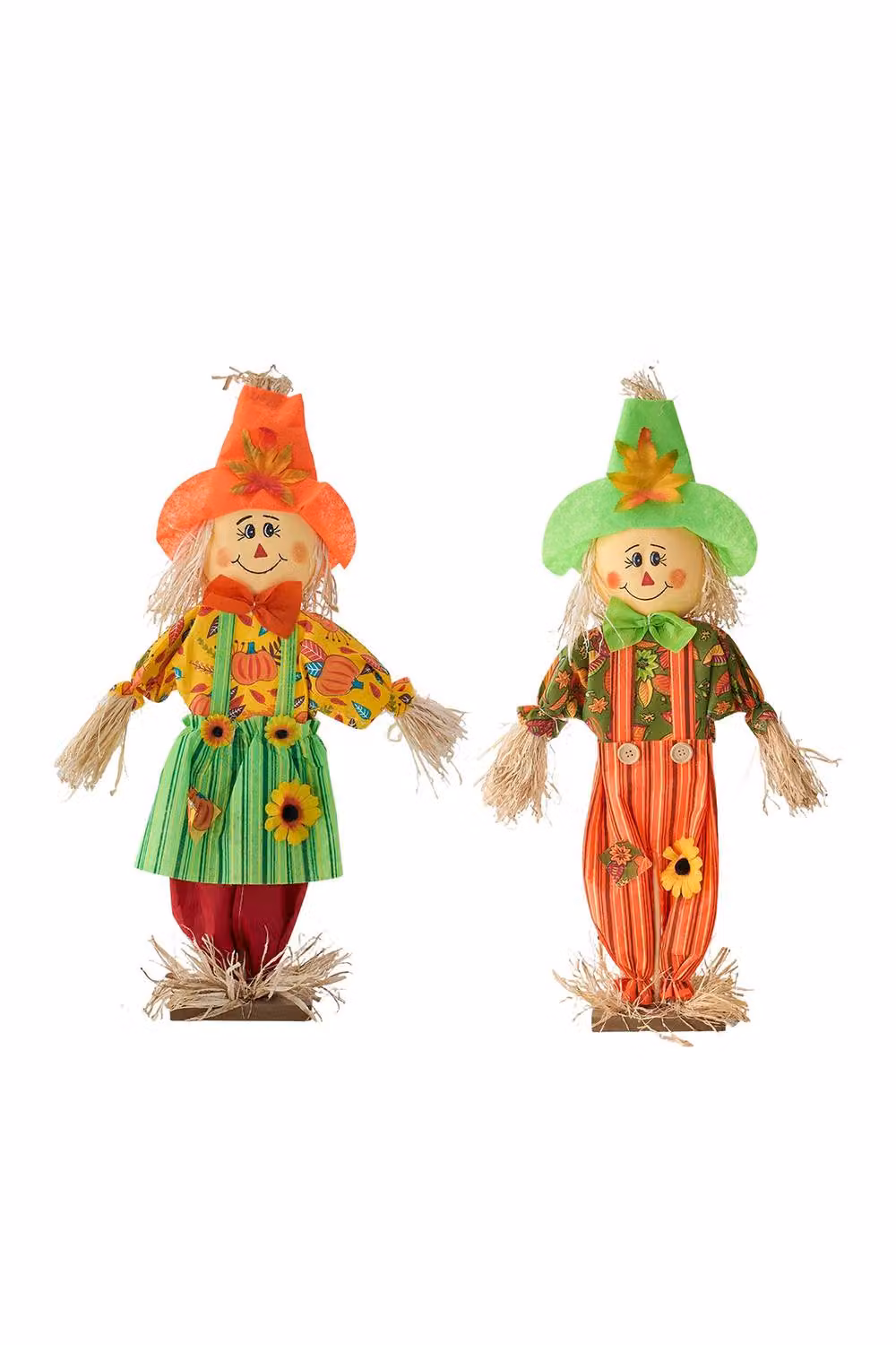 Living and Home Set of 2 Rustic Halloween Scarecrow Tabletop Decorations in Orange, Yellow and Multicolour – 2