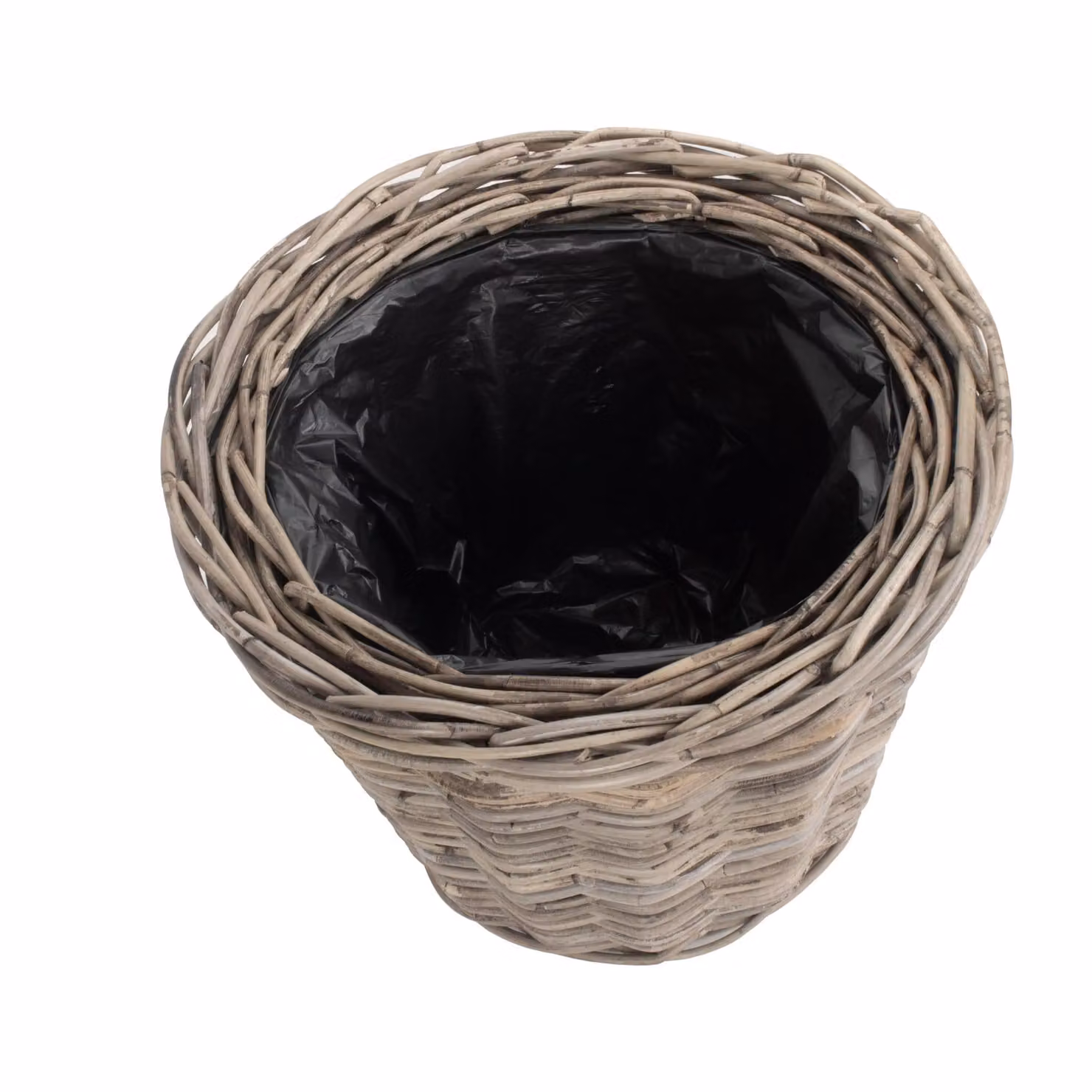Red Hamper Set of 2 Tapered Rattan Round Planters with Plastic Lining in Brown and Grey – 2