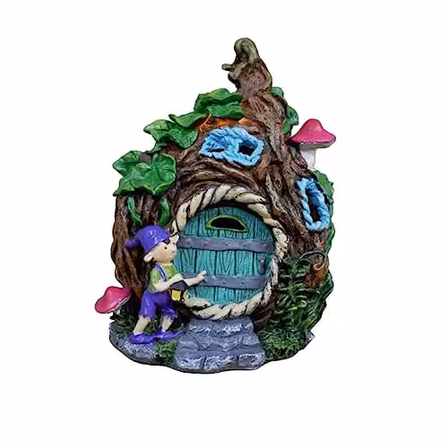 Gifts Direct 2 U Multicolour Solar Fairy House Light Up Garden Ornament – 1