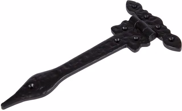Hammer and Tongs Ornate Iron T-Hinge in Black