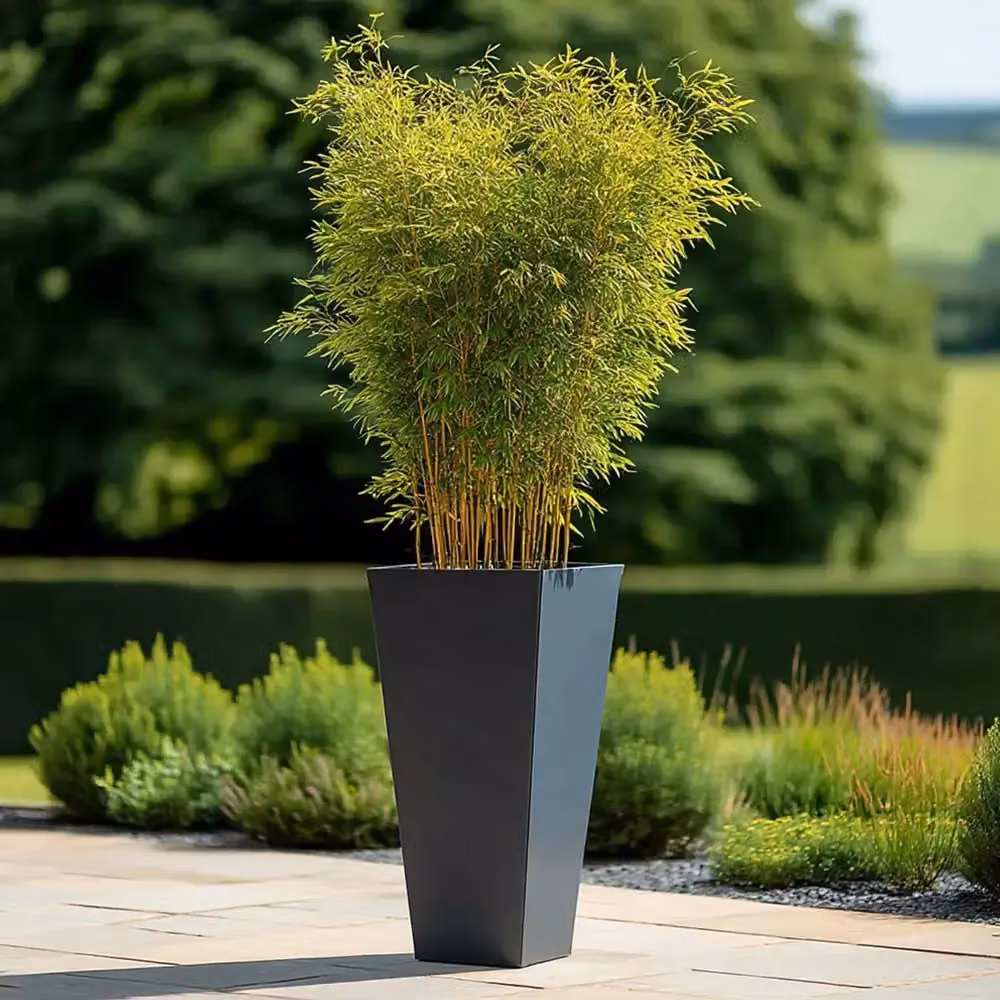Access Garden Products Matte Grey Galvanised Steel Tall Flared Tapered Square Planter, Height: 90 cm – 8