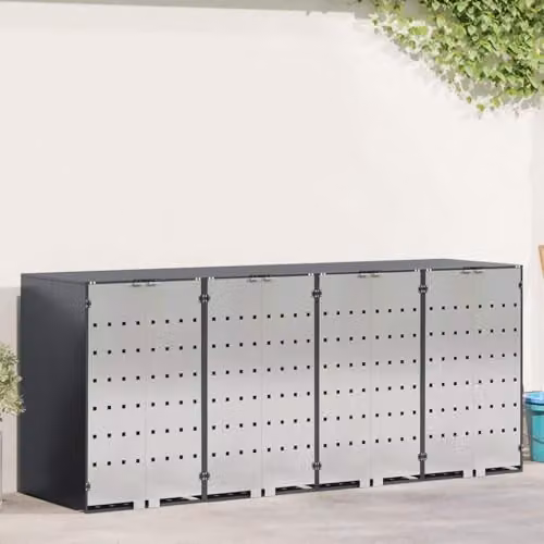 vidaXL Wheelie Bin Storage for 4 Bins in Anthracite Steel – 2