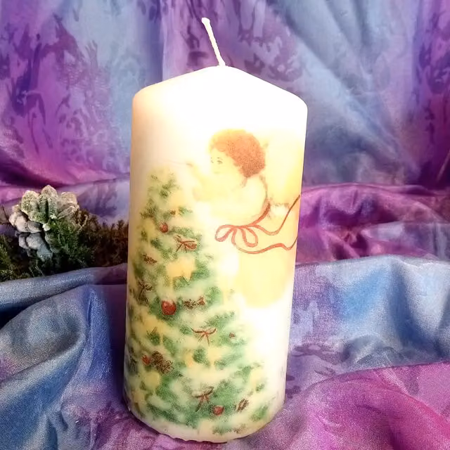 Viki Christmas Pillar Candle Angel in White
